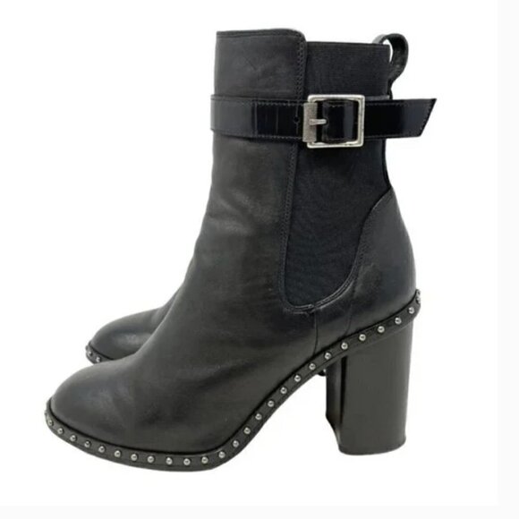 Rag & Bone Romi Black Lamb Leather Studded Ankle Strap Boots - Size 6.5 - Picture 4 of 11